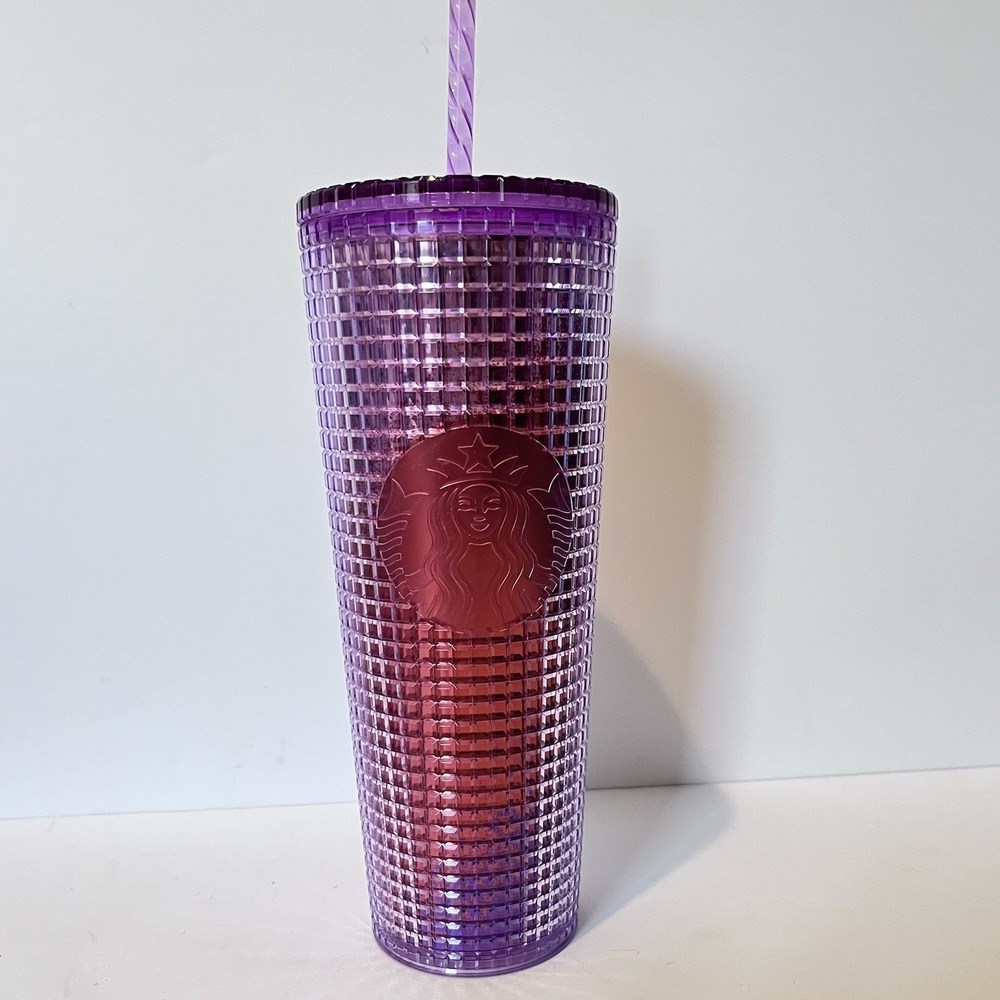 Starbucks 2021 Summer Pink Purple Grid Kaleidoscope 24 oz‎ Venti Tumbler
